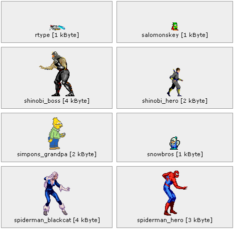 8 out of 492 unique cropped gaming characters.