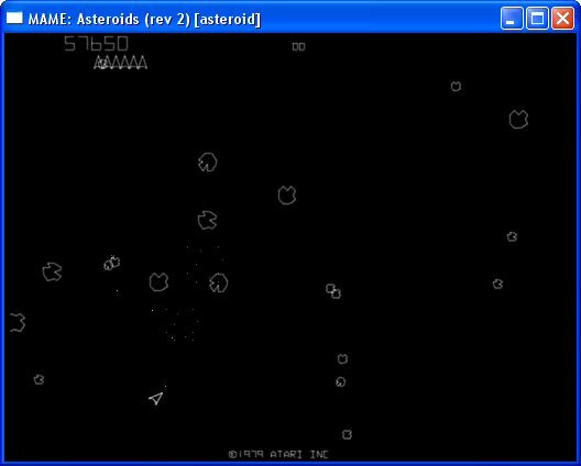Asteroids emulated by MAME